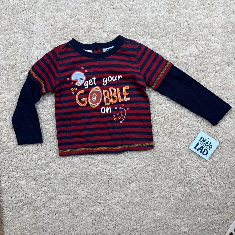 Little‎ Lad Boys Football Get Your Gobble On Long Sleeve T Shirt 24M Navy Red